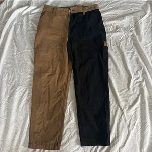 Vans Color Block Work Pants. Dual Tone black brown utility pants.